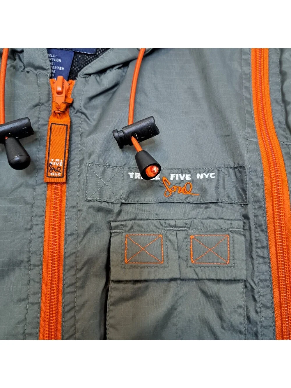 VTG Triple 5 Soul Mens S Gray Orange Zip Windbreaker Jacket
